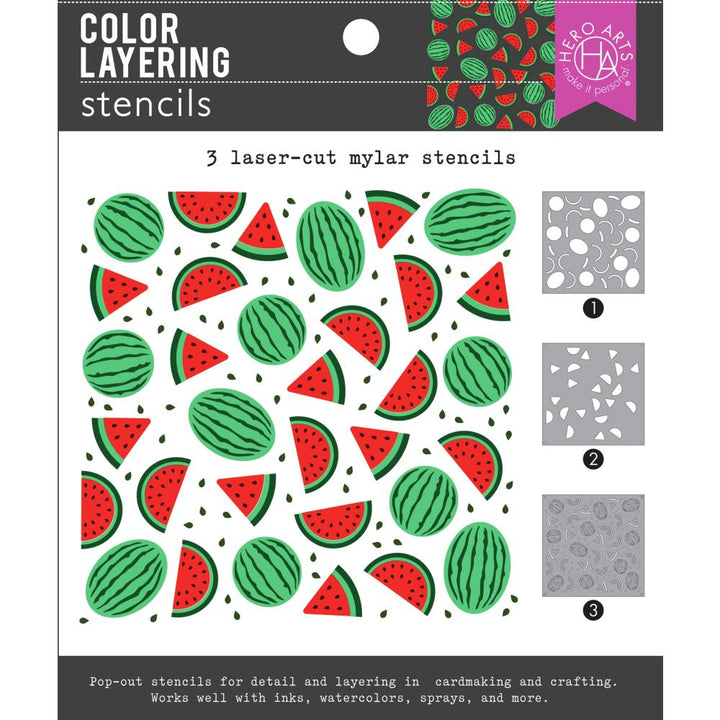 Hero Arts 6"X6" Color Layering Stencil: Watermelon (HASA250)