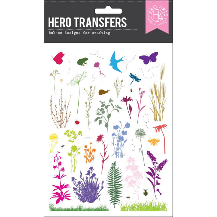 Hero Arts 6"x8" Rub-On Transfer Sheets: Wildflowers & Bugs Hero (HART117)