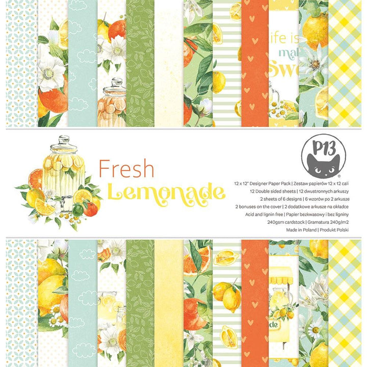 P13 Fresh Lemonade 12"X12" Double-Sided Paper Pad (P13LEM08)