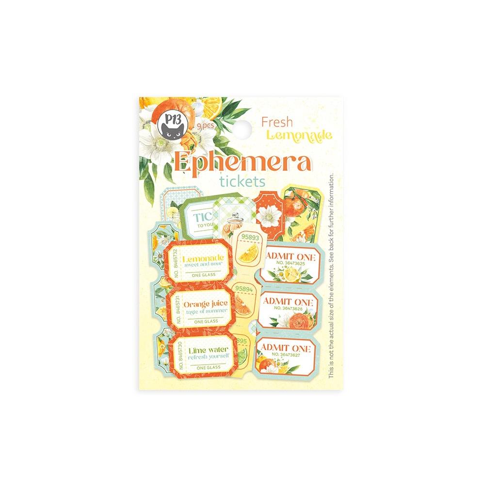 P13 Fresh Lemonade Ephemera Cardstock Die-cuts: Tickets, 9/Pkg (P13LEM38)