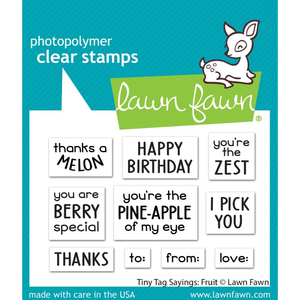 Lawn Fawn 3"X2" Clear Stamps: Tiny Tag Sayings - Fruit, 10/Pkg (LF3171)