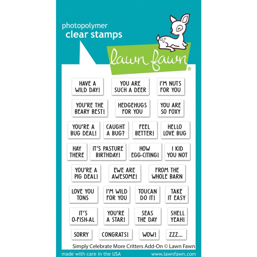 Lawn Fawn 3"X4" Clear Stamps: Simply Celebrate More Critters Add-On, 29/Pkg (LF3166)