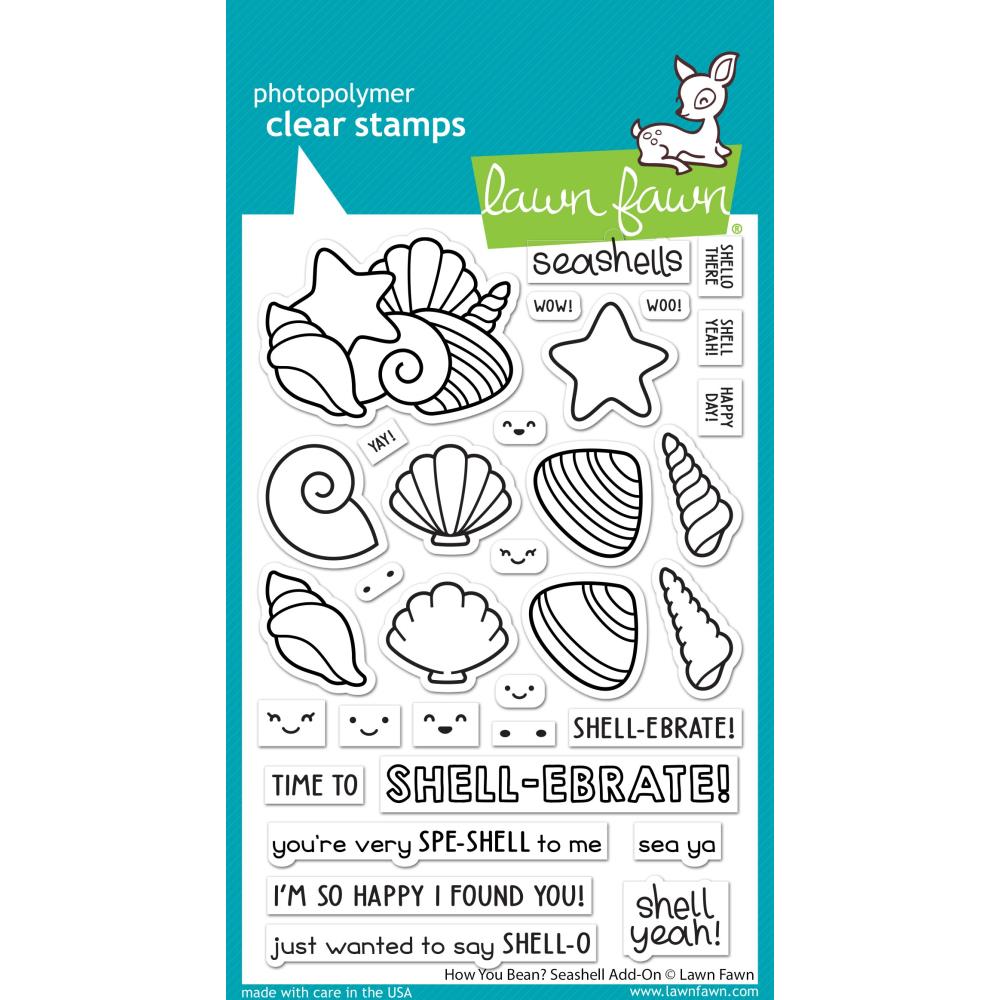 Lawn Fawn 4"X6" Clear Stamps: How You Bean? Seashell Add-On, 34/Pkg (LF3169)