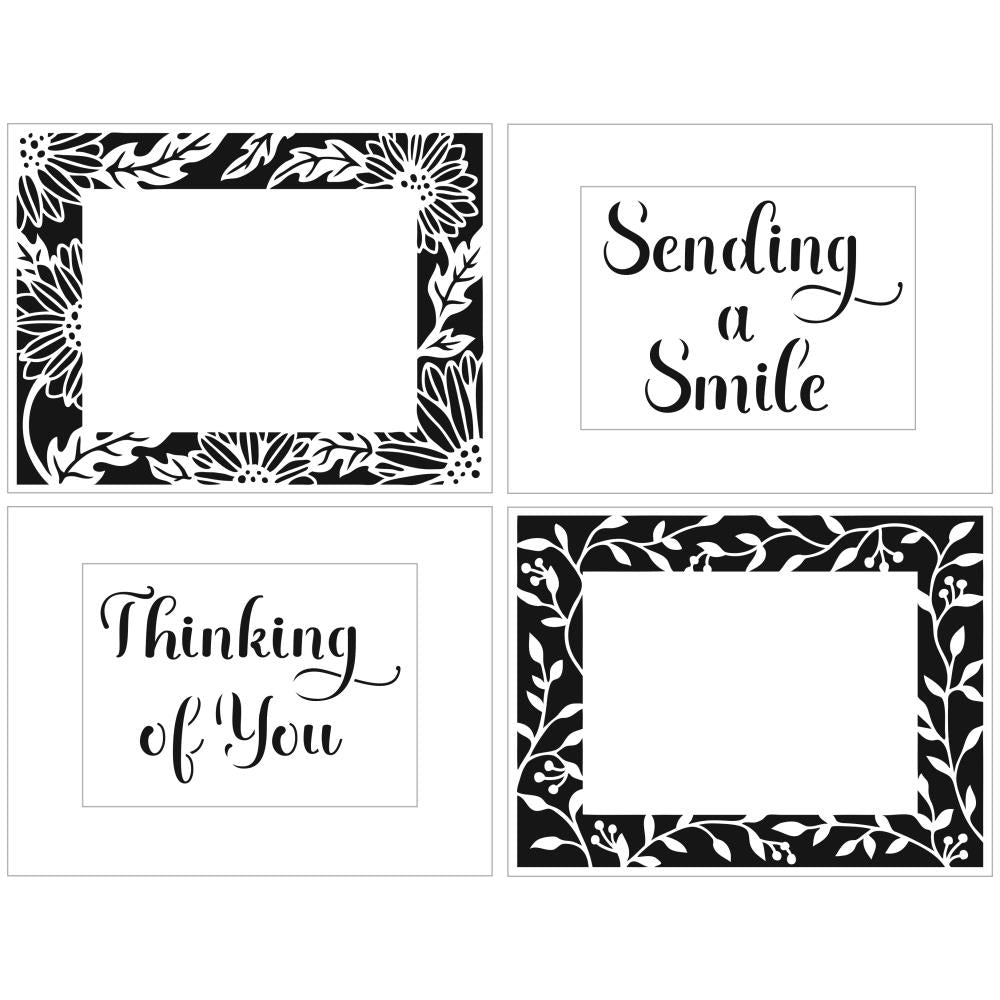 Crafters Workshop 8.5"X11" Layered Card Stencil: A2 Sunflowers Vines Frames (TCW8.56039)