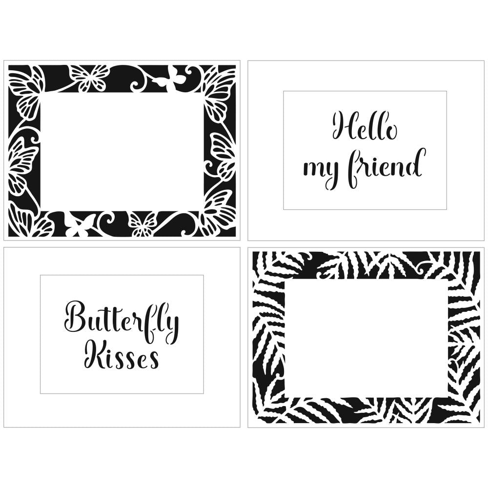 Crafters Workshop 8.5"X11" Layered Card Stencil: A2 Butterfly Ferns Frames (TCW8.56049)