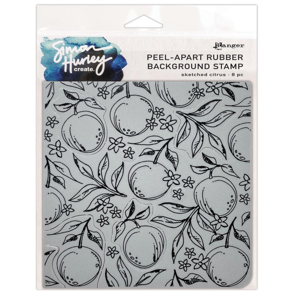 Simon Hurley Create 6"X6" Background Stamp: Sketched Citrus (HUR81210)