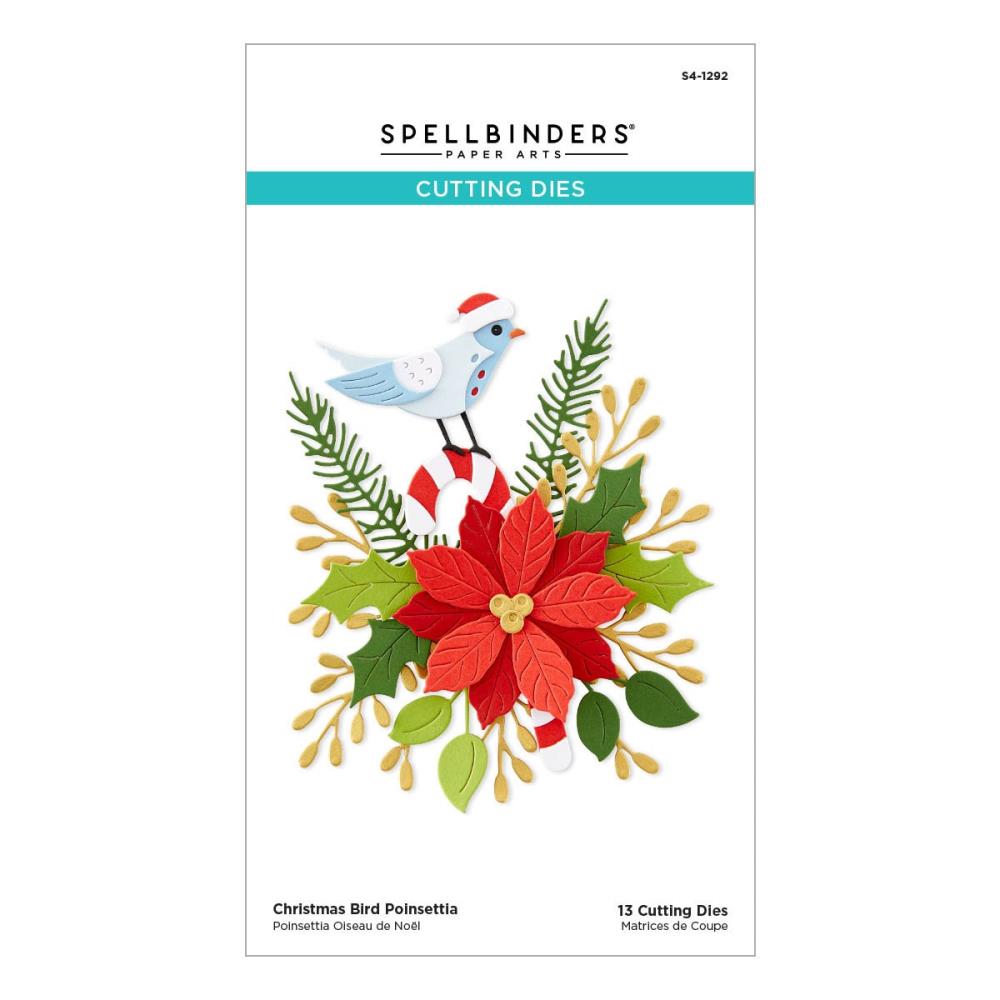 Spellbinders Classic Christmas Etched Dies: Chirstmas Bird Poinsettia (S41292)