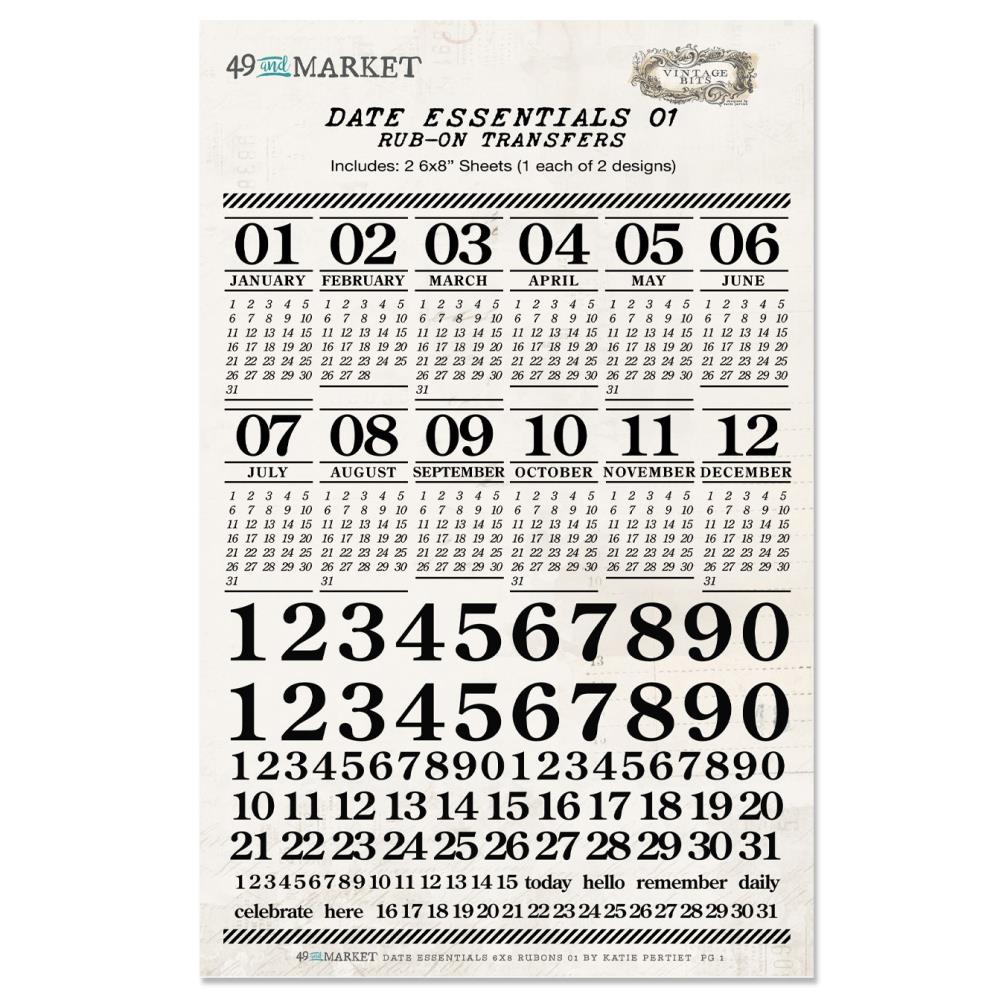 49 and Market 6"X8" Rub-Ons: Date Essentials 01 (E24050)