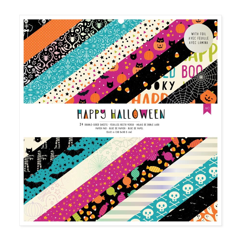 American Crafts Happy Halloween 12"X12" Single-Sided Paper Pad: w/Holographic Foil, 24/Pkg (ACHH4783)