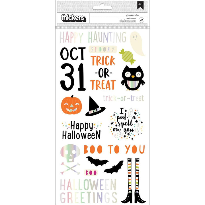 American Crafts Happy Halloween Thickers Stickers: Phrase - Holographic Foil On Foam, 47/Pkg (ACHH4709)