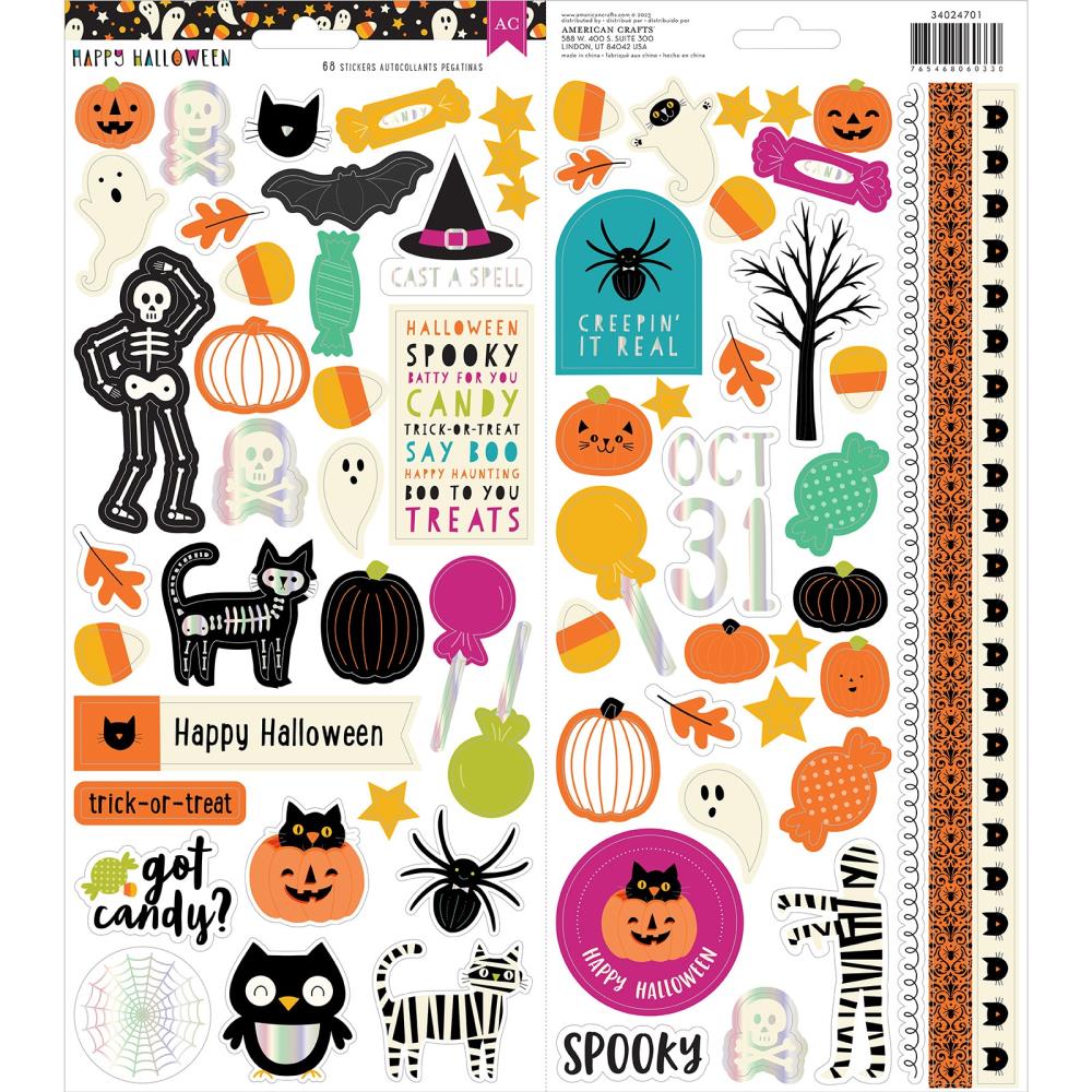 American Crafts Happy Halloween 6"X8" Stickers, 58/Pkg (ACHH4701)