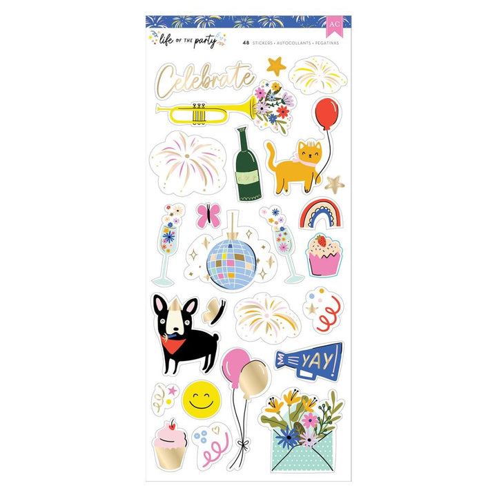 American Crafts Life Of The Party 6"x12" Cardstock Stickers: Gold Foil, 48/Pkg (34025833)