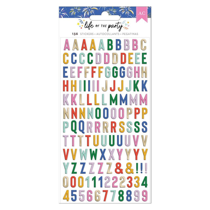 American Crafts Life Of The Party Puffy Stickers: Gold Foil Alpha, 136/Pkg (34025844)