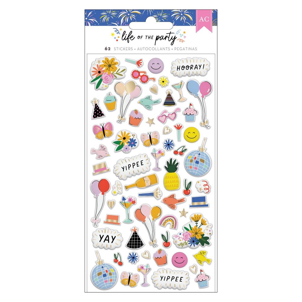 American Crafts Life Of The Party Puffy Stickers: Gold Foil Icons, 62/Pkg
 (34025836)