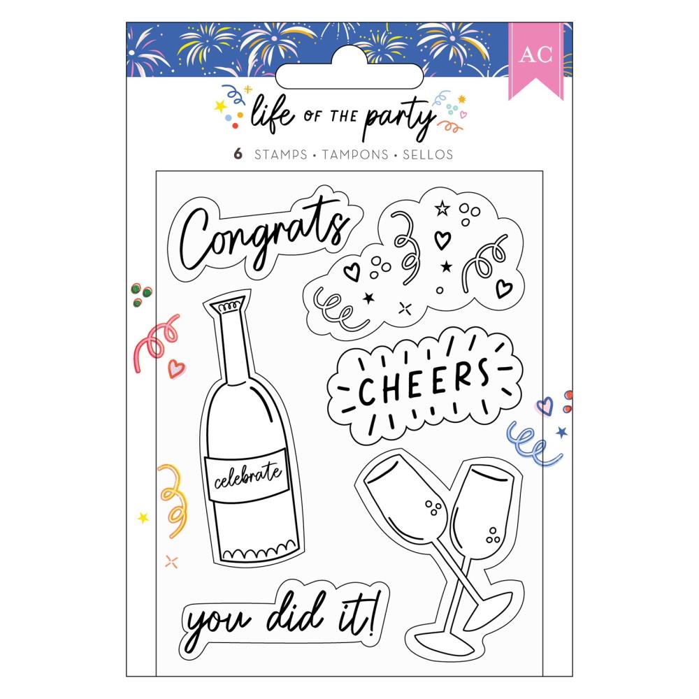 American Crafts Life Of The Party Clear Stamps, 6/Pkg (34025839)