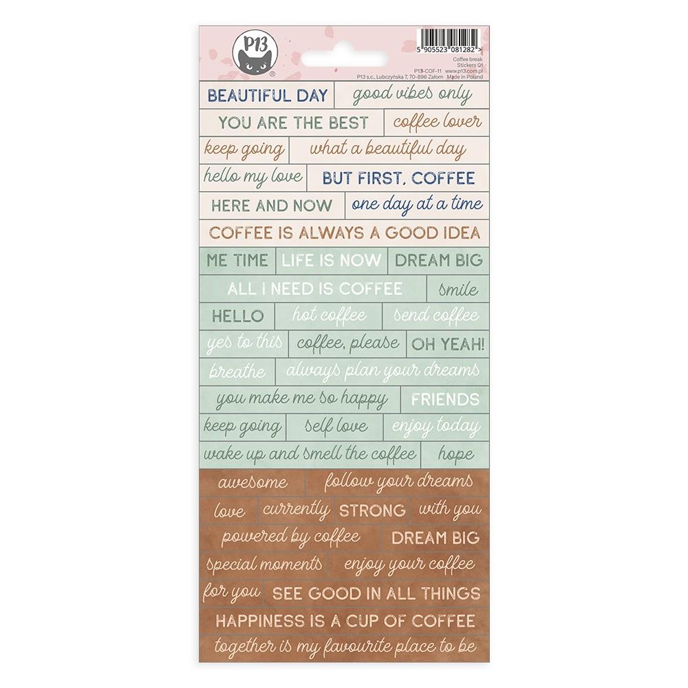 P13 Coffee Break Cardstock Stickers: #01 (P13COF11)