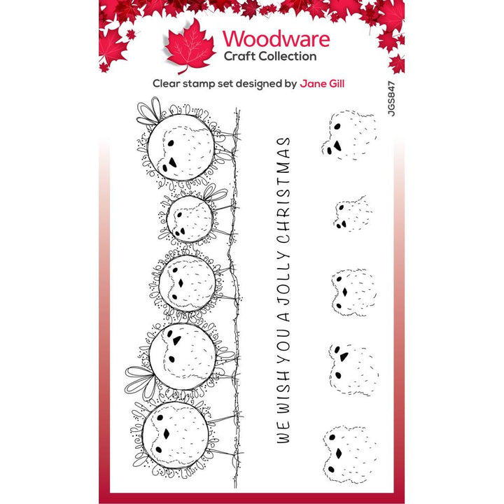 Woodware 4"X6" Clear Stamp Singles: Bubble Robins In A Row (JGS847)