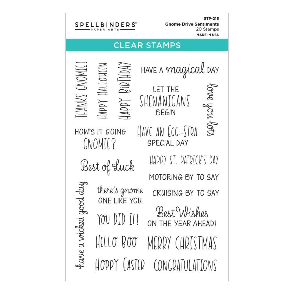 Spellbinders Clear Stamp Set: Gnome Drive Sentiments (STP215)