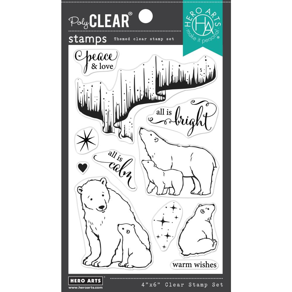 Hero Arts 4"X6" Clear Stamps: Nothern Lights Polar Bears (HACM718)