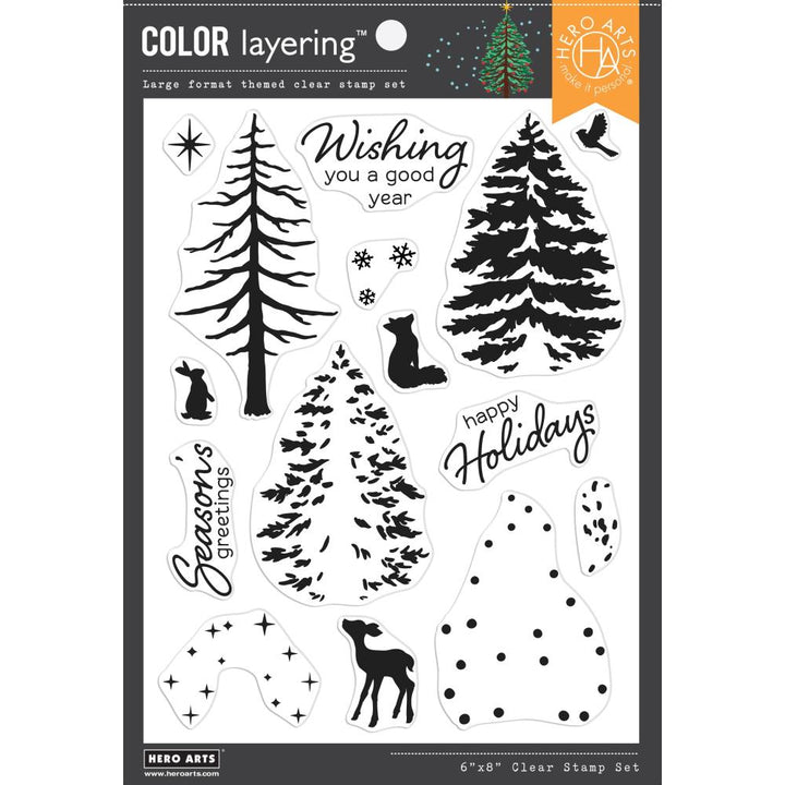 Hero Arts 6"X8" Clear Stamps: Color Layering Seasonal Tree (HACM719)