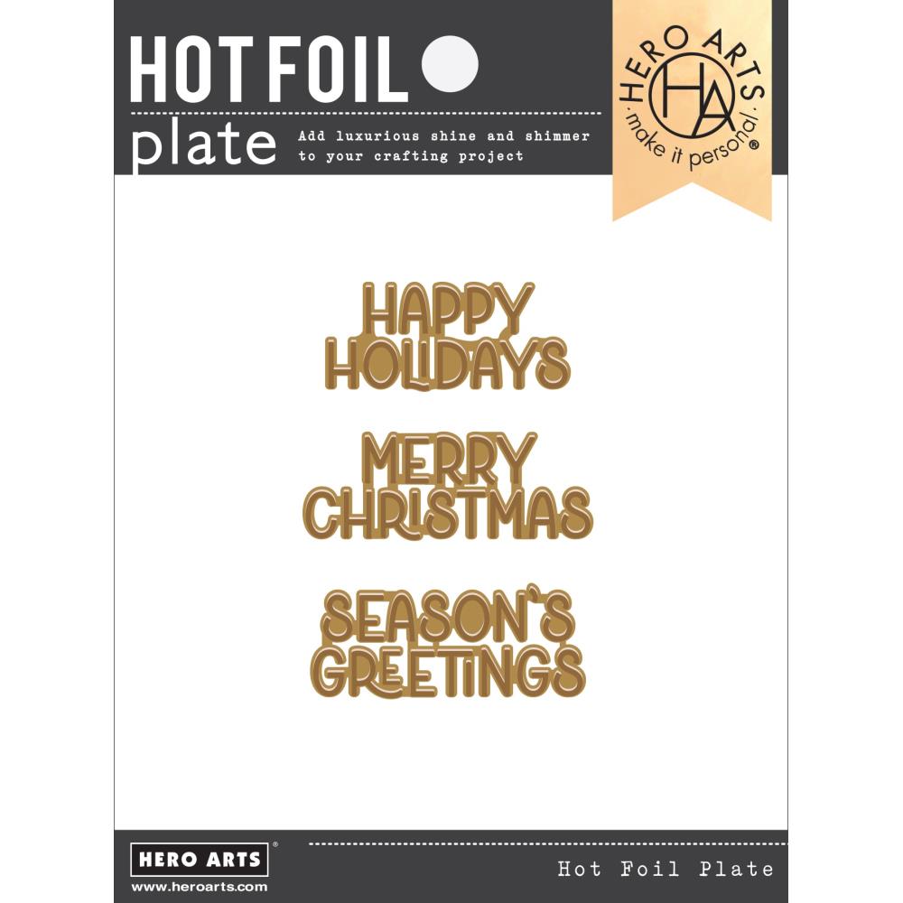 Hero Arts Hot Foil Plate: Three Holiday Messages (HF125)