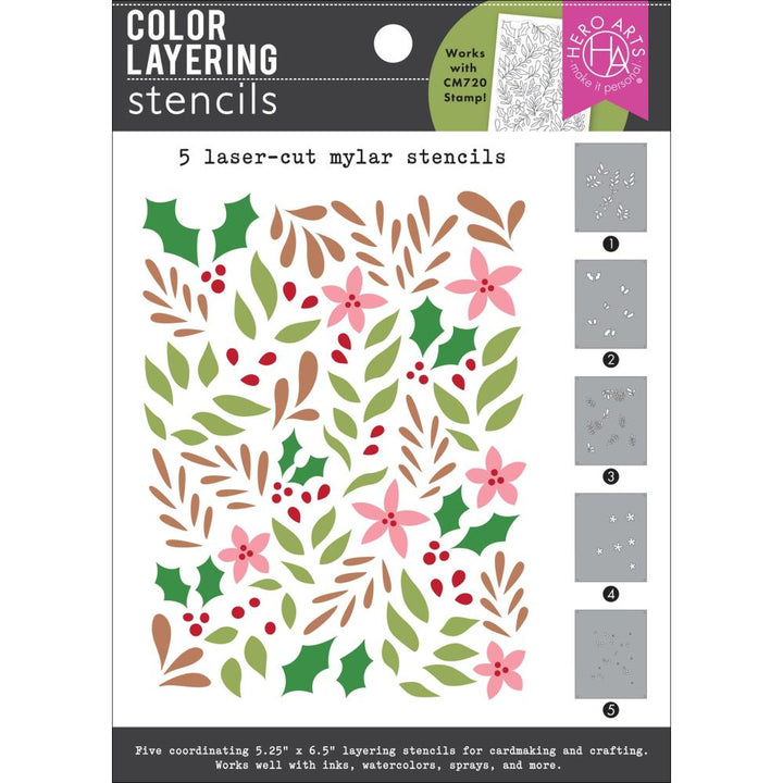 Hero Arts 5.25"X6.50" Stencil: Color Layering Christmas Foliage (HASA251)