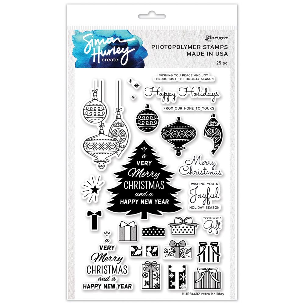 Simon Hurley Create 6"X9" Clear Stamps: Retro Holiday (HUR84402)