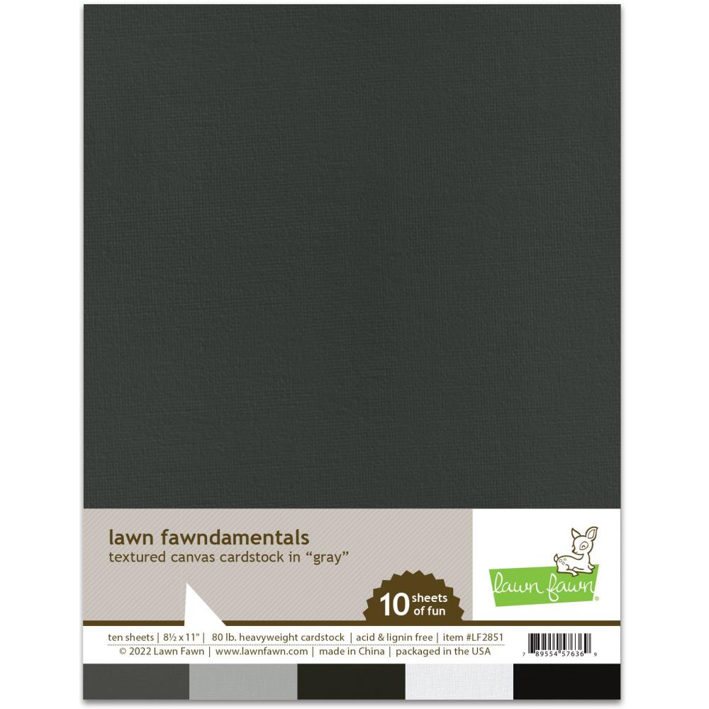 Lawn Fawn Lawn Fawndamentals 8.5"X11" Textured Canvas Cardstock Pack: Gray (LFTCC2851)