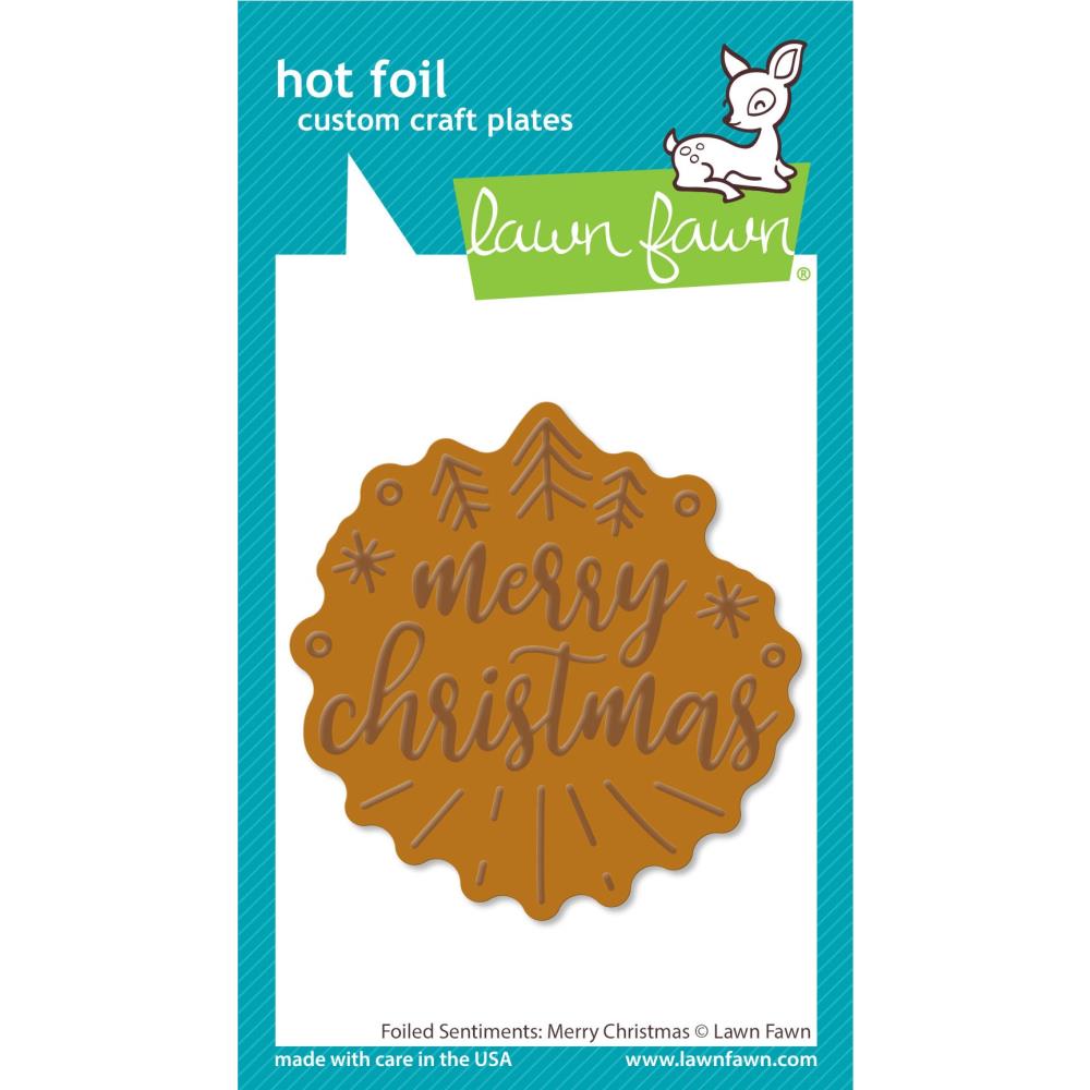 Lawn Fawn Lawn Cuts Hot Foil Plates: Foiled Sentiments - Merry Christmas (LF3262)