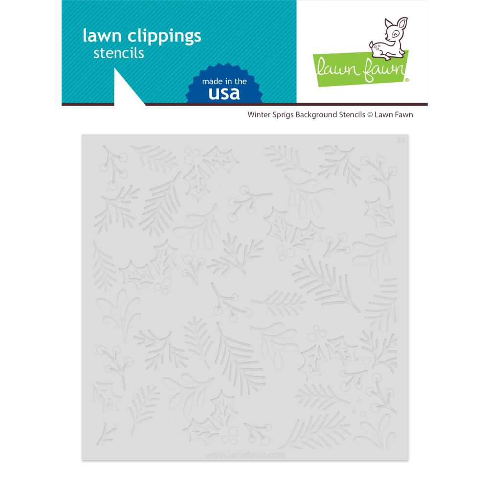 Lawn Fawn Lawn Clippings Stencils: Winter Sprigs Background (LF3265)