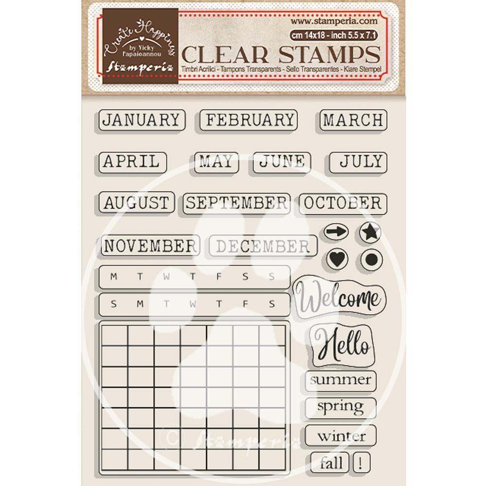 Stamperia Create Happiness Christmas Plus Clear Stamps: Christmas Calendar - Monthly (WTK178)