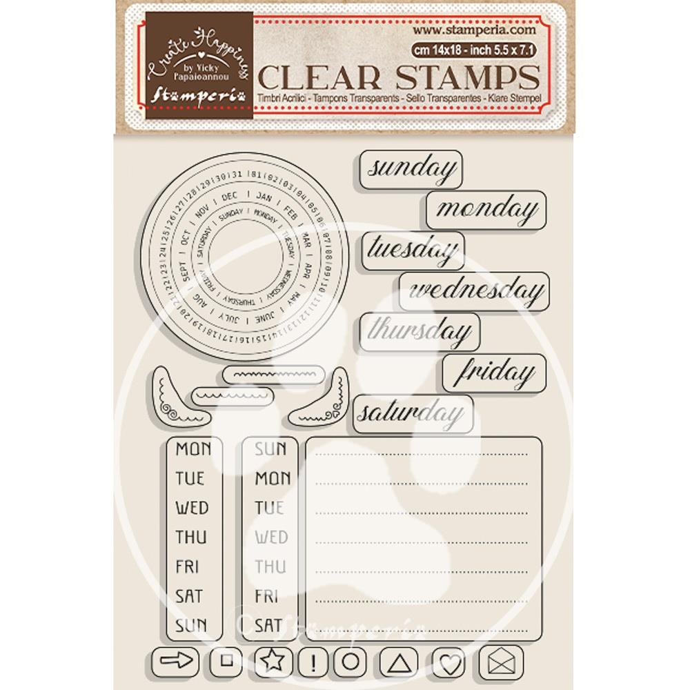 Stamperia Create Happiness Christmas Plus Clear Stamps: Christmas Weekly Planner (WTK179)