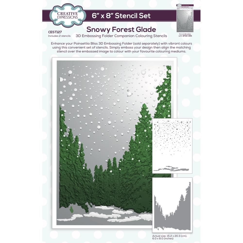 Creative Expressions 6"X8" Companion Colouring Stencil: Snowy Forest Glade, 2/Pkg (CEST127)