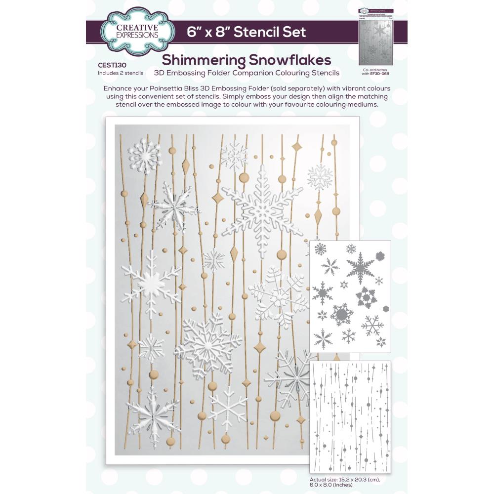 Creative Expressions 6"X8" Companion Colouring Stencil: Shimmering Snowflakes, 2/Pkg (CEST130)
