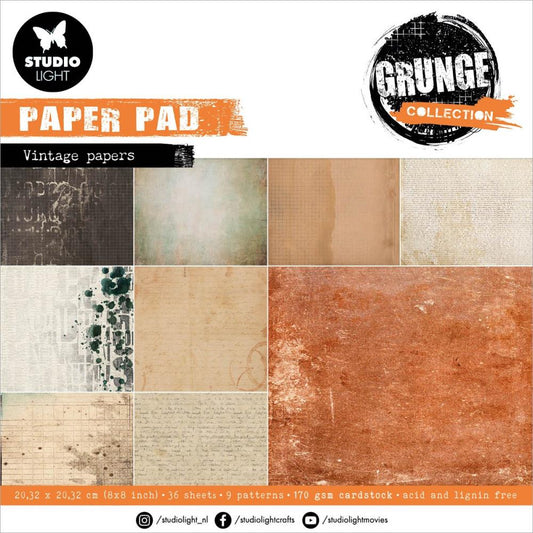 Studio Light Grunge 8"X8" Paper Pad: Nr. 109, Old Papers, 36/Pkg (LGRPP109)