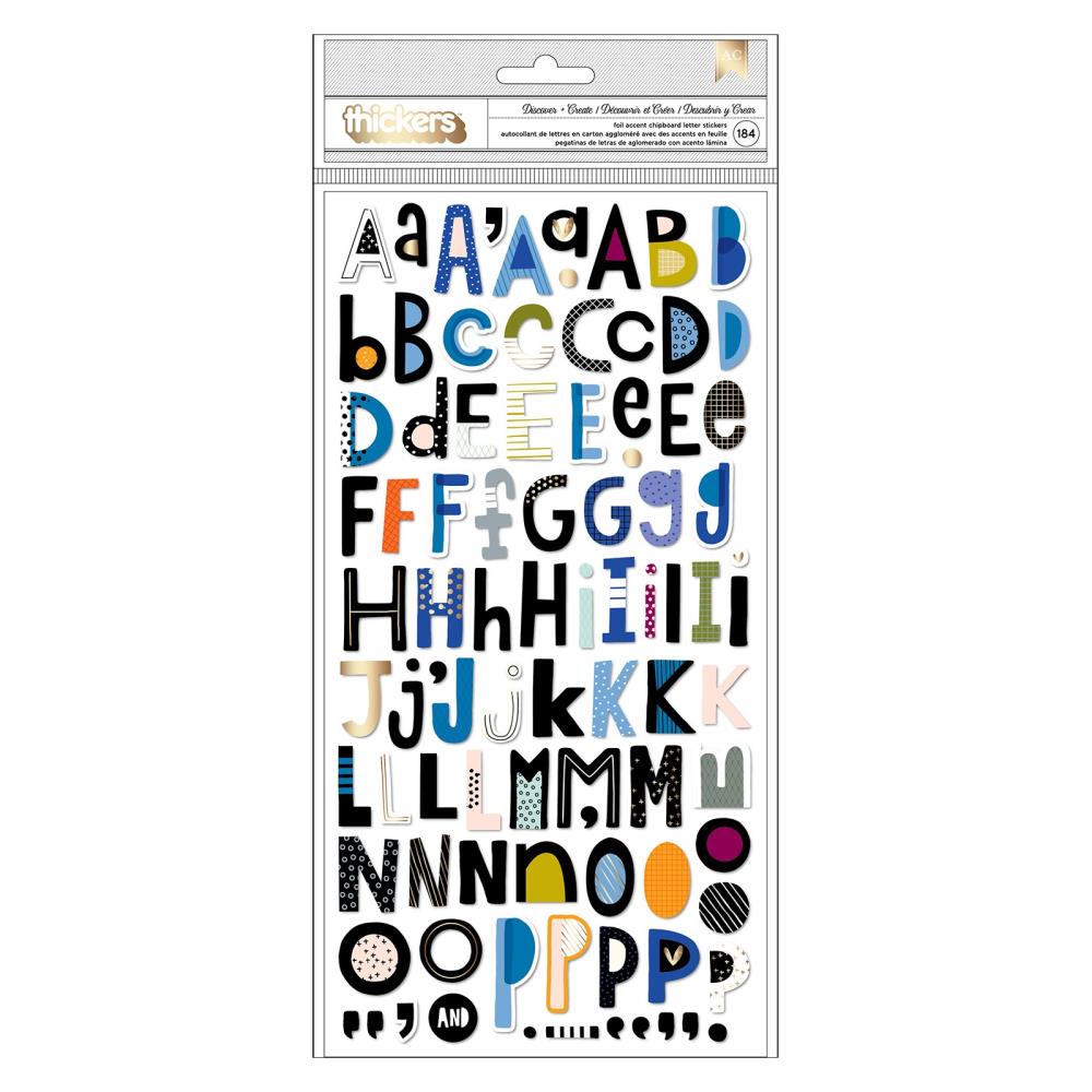 Vicki Boutin Discover + Create Thickers Stickers: Alpha W/Gold Foil, 184/Pkg (VB022155)