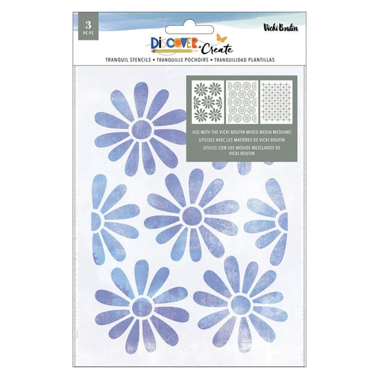 Vicki Boutin Discover + Create Discover + Create Stencil Pack: Tranquil. 3/Pkg (VB022164)