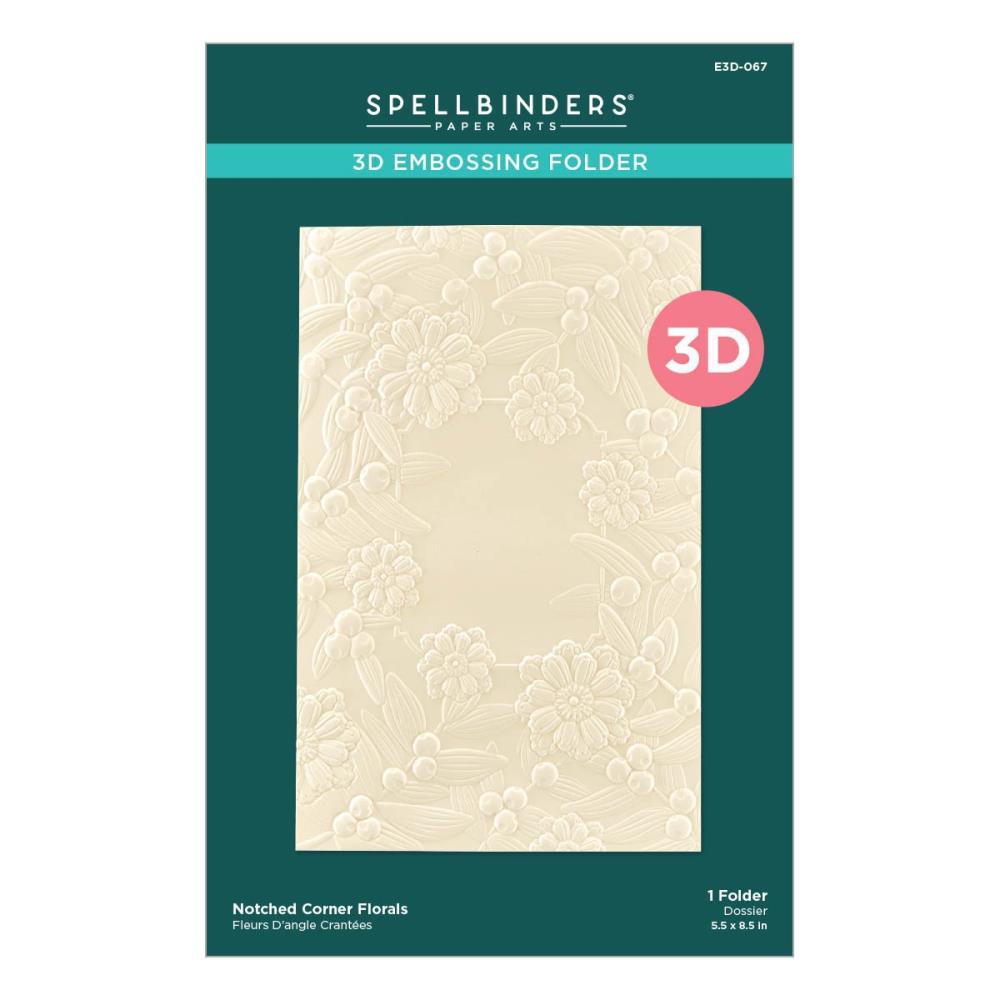 Spellbinders 5.5"X8.5" 3D Embossing Folder: Sealed for Christmas - Notched Corner Florals (E3D067)