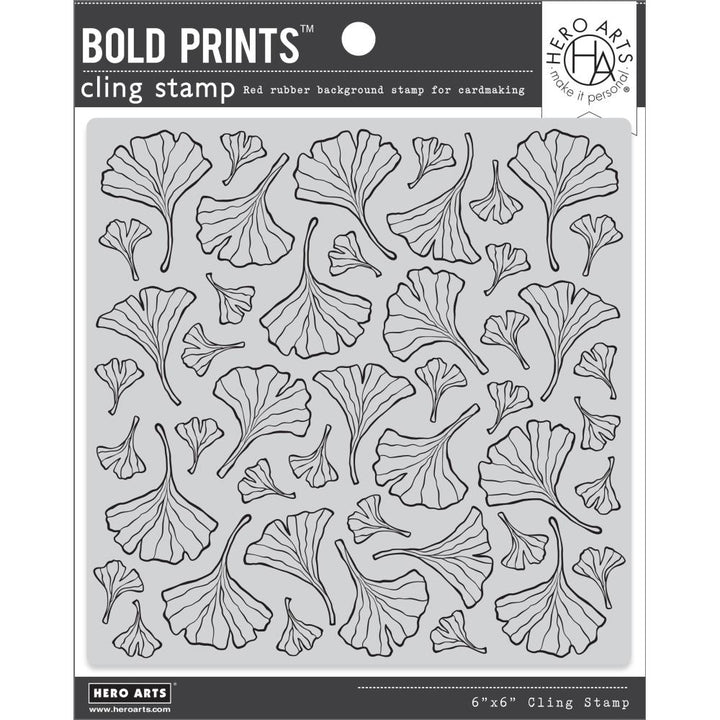 Hero Arts Bold Prints 6"X6" Cling Stamp: Ginkgo Leaves Pattern (HACG926)