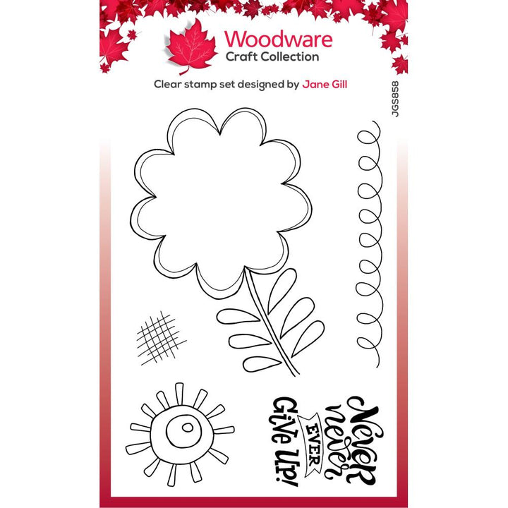 Woodware 4"X6" Clear Stamp Singles: Petal Doodles Never Give Up (JGS858)