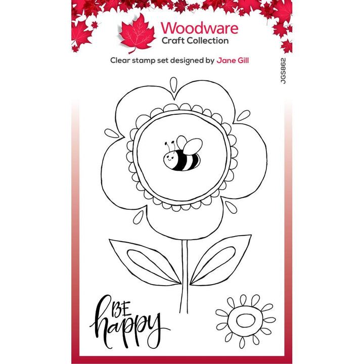 Woodware 4"X6" Clear Stamp Singles: Petal Doodles Be Happy (JGS862)