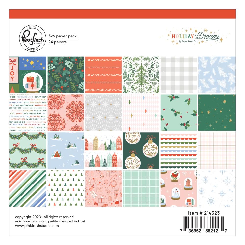 Pinkfresh Studio Holiday Dreams 6"X6" Double-Sided Paper Pack (PF214523)