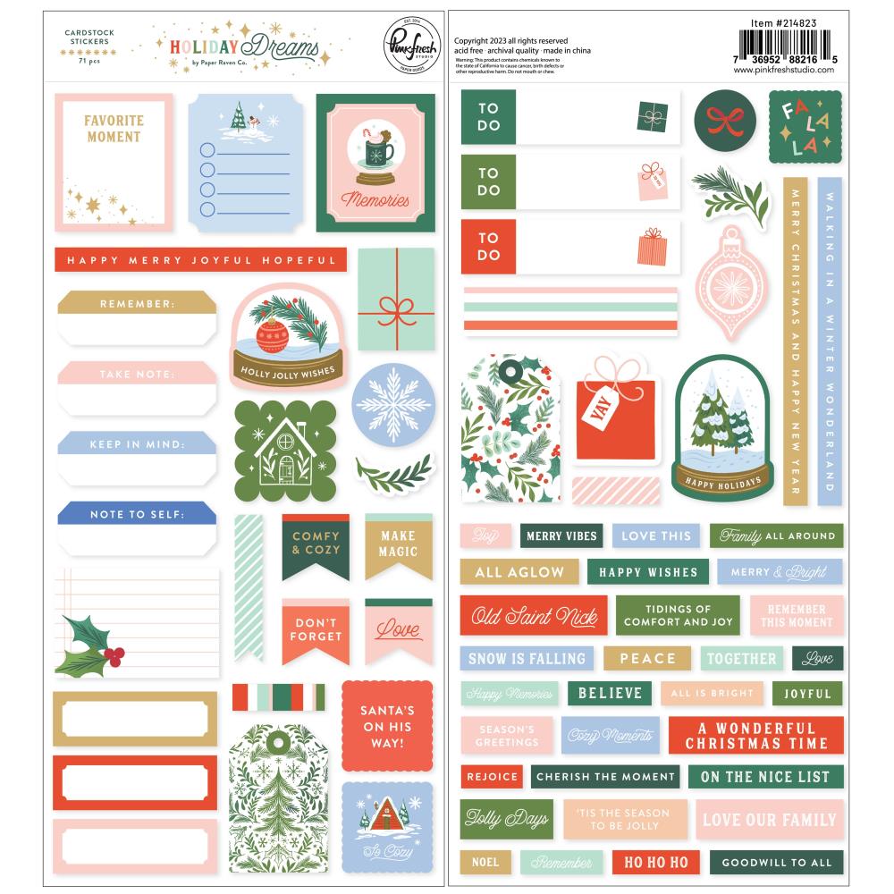Pinkfresh Studio Holiday Dreams Cardstock Stickers (PF214823)