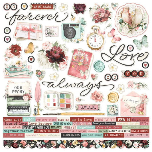 Simple Stories Simple Vintage Love Story 12"X12" Cardstock Stickers (VLO21402)