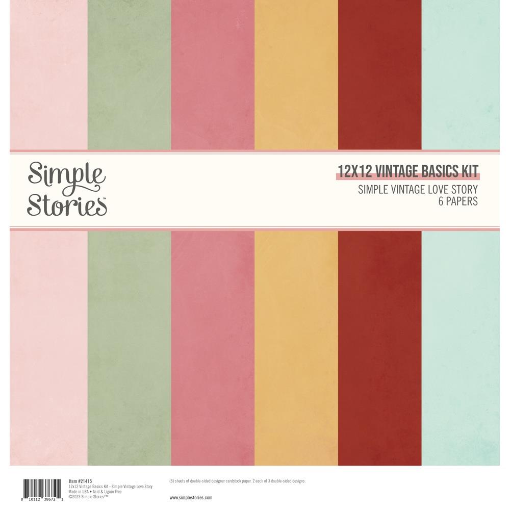 Simple Stories Simple Vintage Love Story 12"X12" Basics Double-Sided Paper Pack, 6/Pkg (VLO21415)