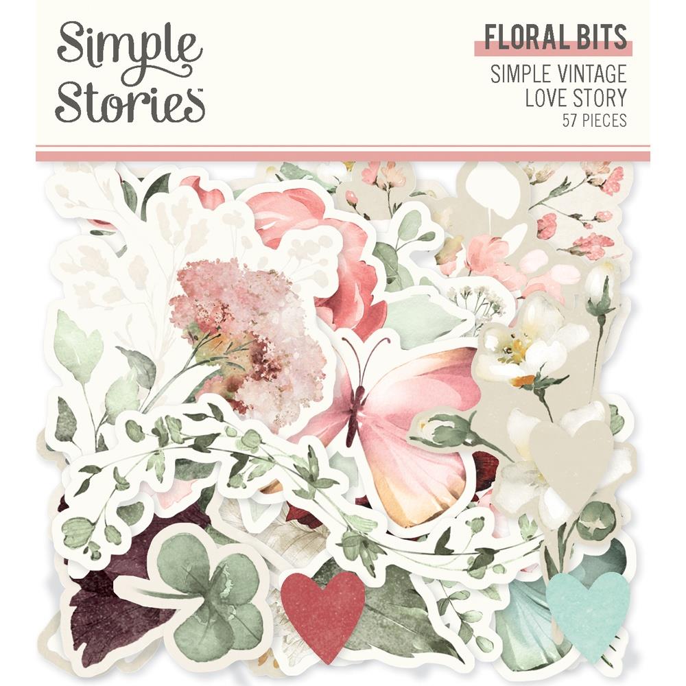 Simple Stories Simple Vintage Love Story Bits & Pieces Die-Cuts: Floral, 57/Pkg (VLO21423)