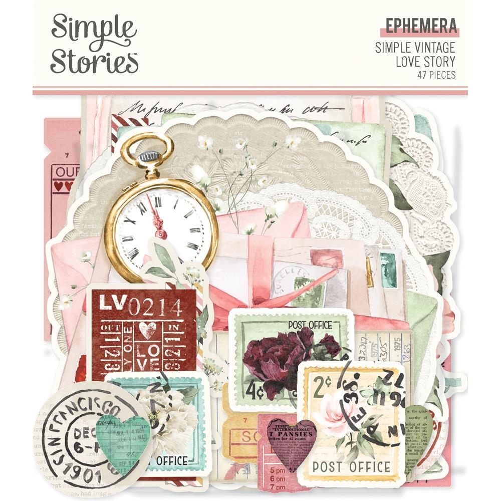 Simple Stories Simple Vintage Love Story Bits & Pieces Die-Cuts: Ephemera, 47/Pkg (VLO21425)