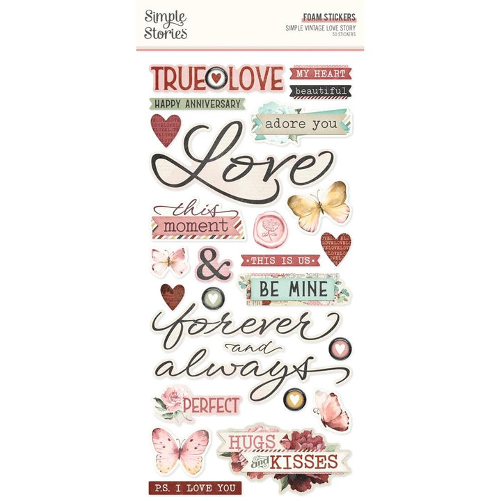 Simple Stories Simple Vintage Love Story Stickers, 50/Pkg (VLO21429)