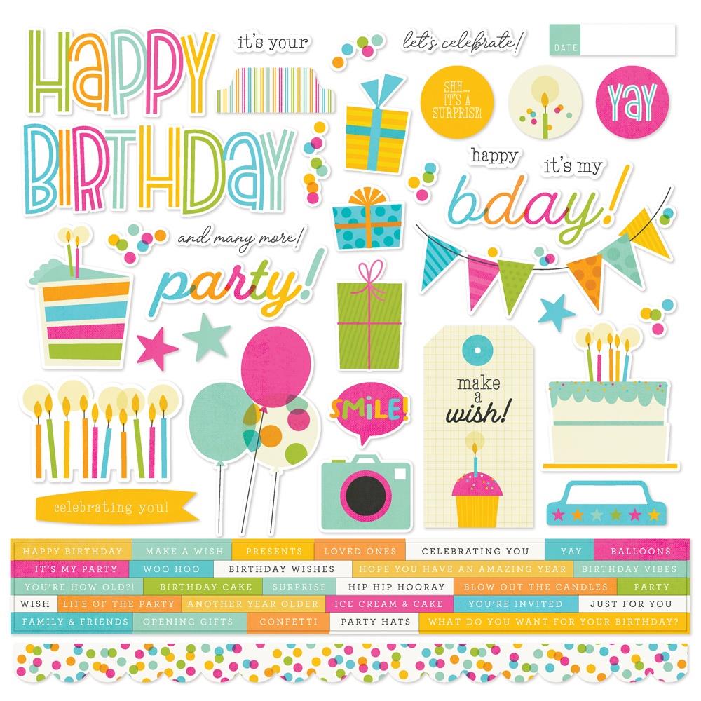 Simple Stories Birthday 12"X12" Cardstock Stickers (BTY21906)