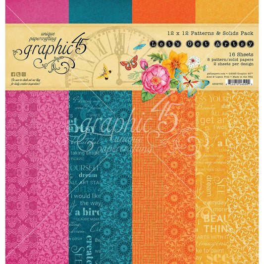 Graphic 45 Let's Get Artsy 12"X12" Collection Pack: Patterns & Solids (G4502755)